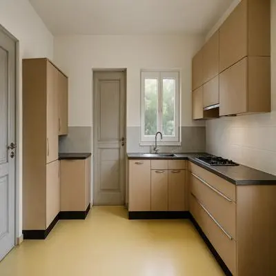 Contemporary Sandstone L Shaped Kitchen