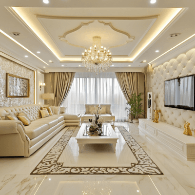 Contemporary Peripheral POP Design For Hall With Chandelier