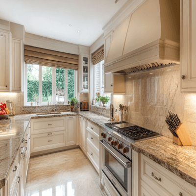 Glossy Marble Inspired Ceramic Tiles Design for Stylish Kitchens