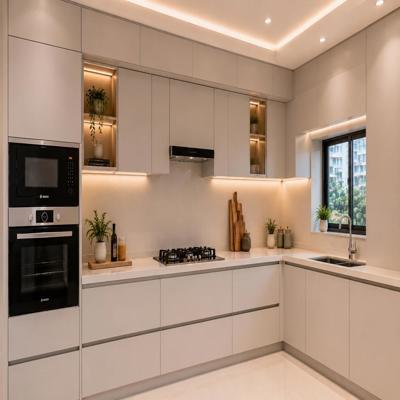 All Beige Contemporary Modular Kitchen Design Ideas