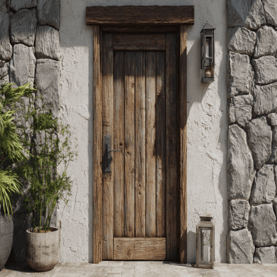 Charming Rustic Single Door Design in Matte Finish for Entryways