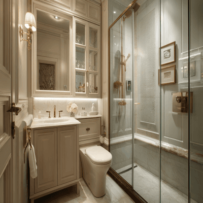 Classic Bathroom Design With A Backlit Mirror