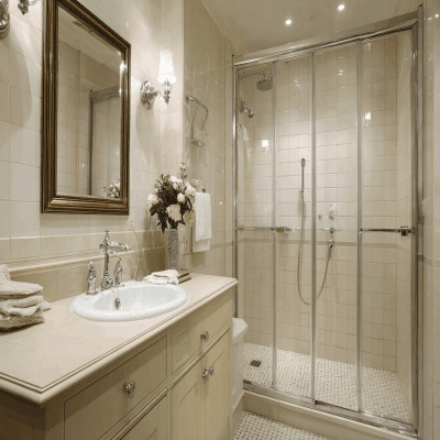 Classic Bathroom Design With A Separate Shower Area
