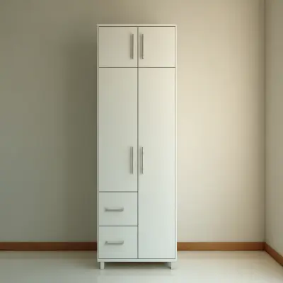 Contemporary 2-Door Swing Wardrobe Design Featuring Overhead Cabinets