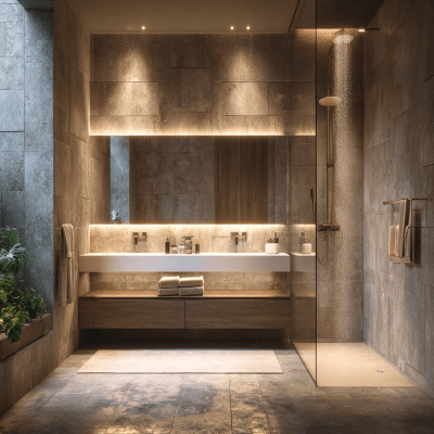 Contemporary Bathroom Design With A Large Vanity Unit