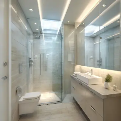 Contemporary Bathroom Design With Bright Ceiling Lights