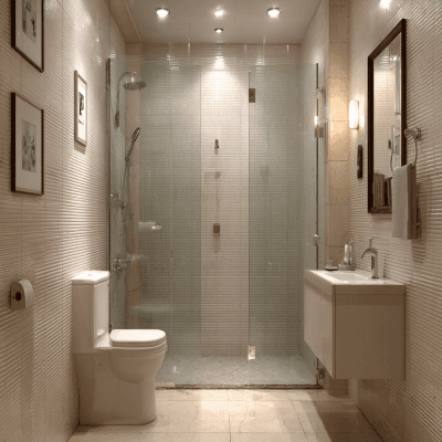 Contemporary Bathroom Design with Glass Shower Partition