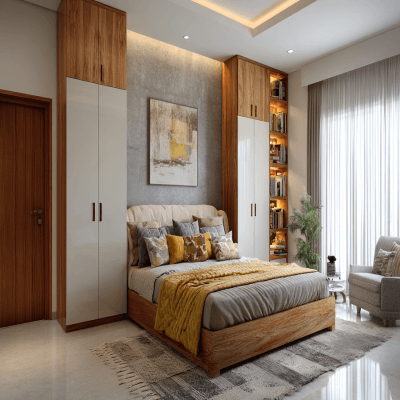 Contemporary Bedroom Design With A 4-Door Wardrobe