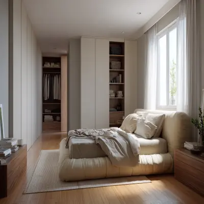 Contemporary Bedroom Design With A Cream Upholstered King Size Bed