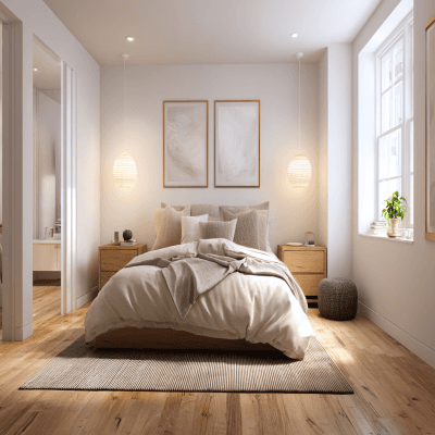 Contemporary Bedroom Design With A King Size Bed And Wooden Nightstands