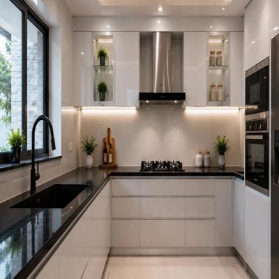 Contemporary Black Quartz Small Kitchen Sink With Black Countertop