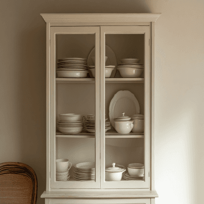 Contemporary Crockery Unit Design with Glass Doors Cabinet
