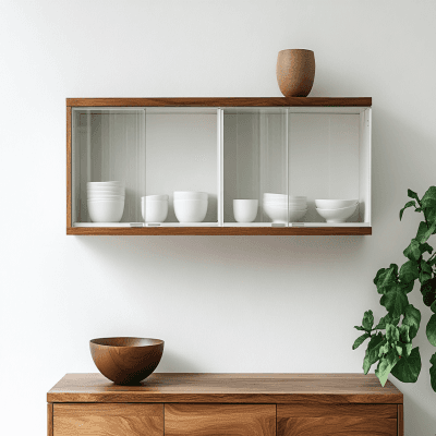 Contemporary Crockery Unit Design with Glass Wall Storage