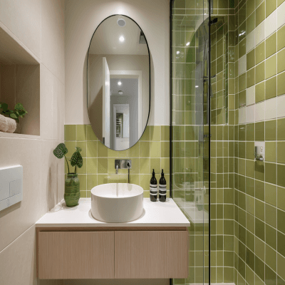 Contemporary Green And Cream Bathroom Interior Design