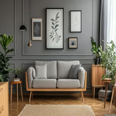 Contemporary Grey Painted Wall Design with Framed Art Display