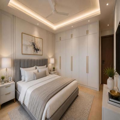 Contemporary Master Bedroom Design With Gypsum False Ceiling