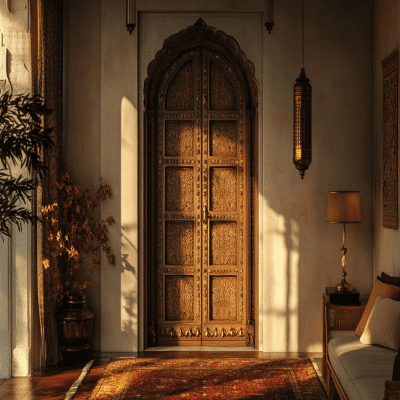 Contemporary Matte Finish Single Swing Door Design for Bedrooms