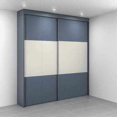 Contemporary Sliding Wardrobe Design in Denim Suede and White