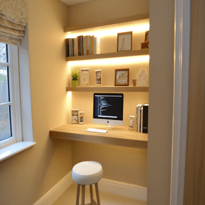 Contemporary Study Room Design With Wall-Niche Study Table