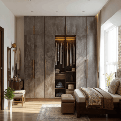 Contemporary Swing Wardrobe Design with Dividers, Cabinets, and Soft-Close Hinges