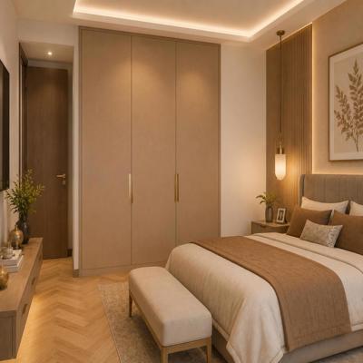 Contemporary Wardrobe Design In Light Brown