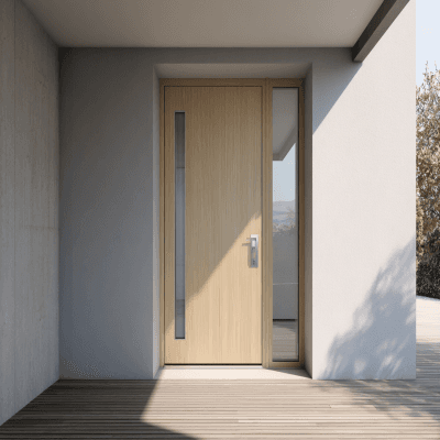 Contemporary Wooden Matte Finish Entrance Door Design