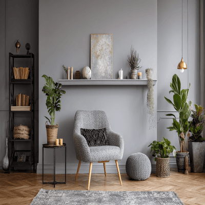 Light Grey Wall Paint Design for Bohemian Space