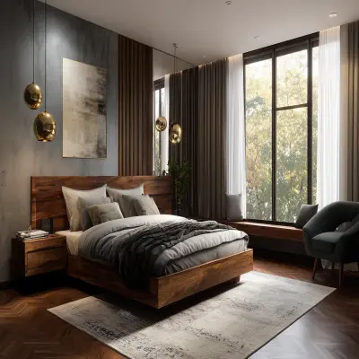Mid-Century Modern Bedroom Design With A Wooden King Size Bed