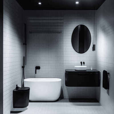 Minimal Bathroom Design with Monochrome Tiles and Matte Fixtures