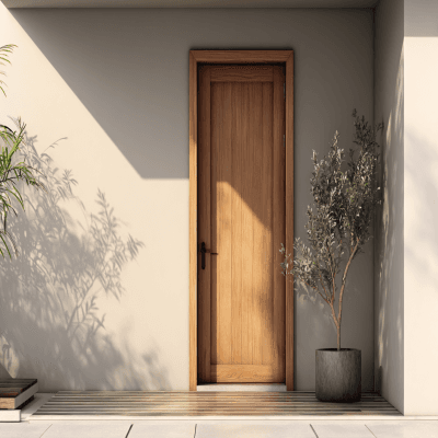 Minimal Entrance Door Design With Matte Swing Finish