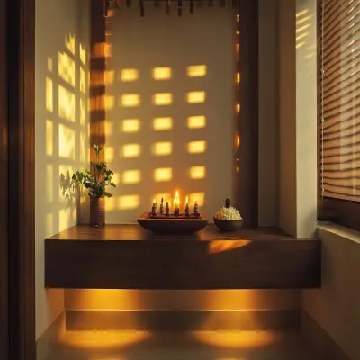 Minimal Wall-Mounted Pooja Unit Design with Illuminated Om Backdrop