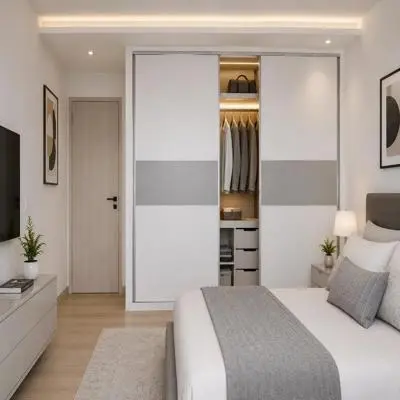 Modern 2 Door Sliding Door Wardrobe Design For Bedrooms