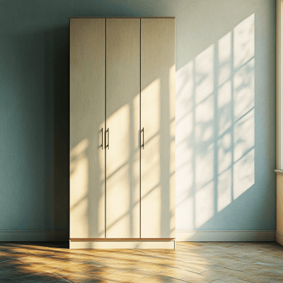 Modern 3-Door Swing Wardrobe Design in Suede Laminate Finish