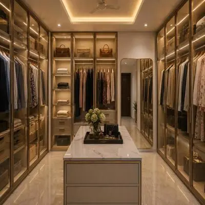 Modern 6 Door WalkIn Wardrobe Design With Aluminium Frame