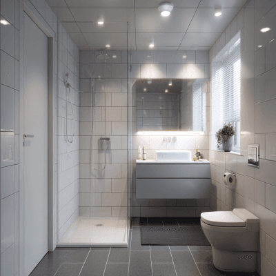 Modern Bathroom Design With Cabinet Storage