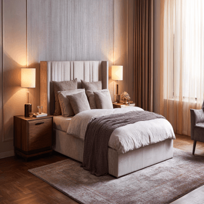 Modern Bedroom Design With A Queen Size Bed And Side Tables With Drawers