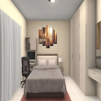 Modern Bedroom Design with BuiltIn Work Desk