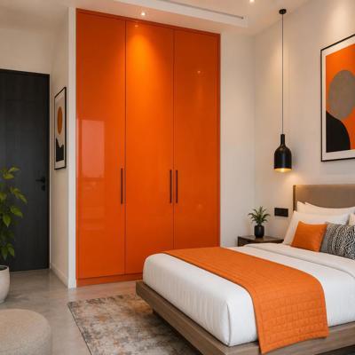 Modern Bright Orange Wardrobe Design