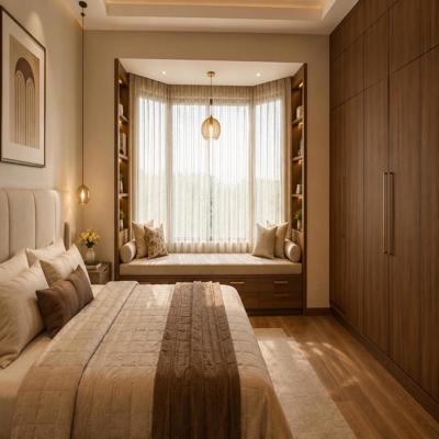 Modern Brown Bay Window Design For Bedrooms