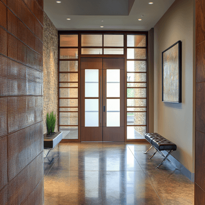 Modern Glass Double Door Design in Matte Finish