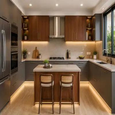 Modern Grey and Wood Kitchen Design