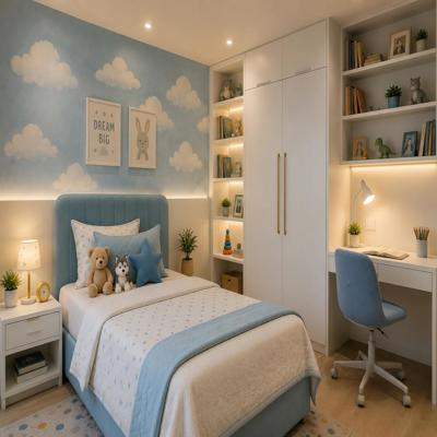 Modern Kids Bedroom Design with Cloud Wall Accent