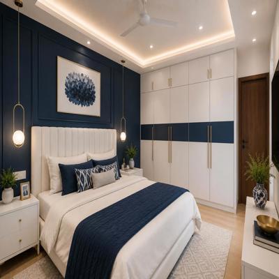 Modern Master Bedroom Design In Blue And White