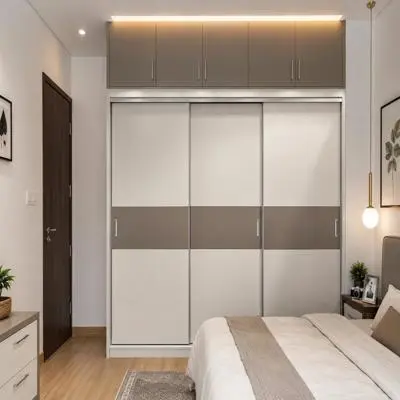 Modern Sliding Door Wardrobe Design With Loft Storage