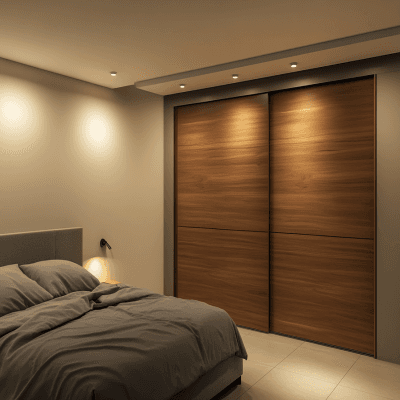 Modern Sliding Door Wardrobe Design with Tahiti Samoa Teak Finish