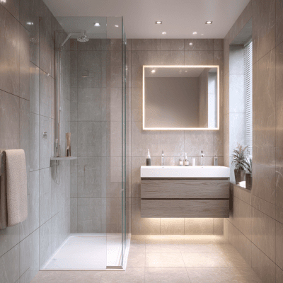 Modern Small Bathroom Design Idea With A Rectangular Mirror