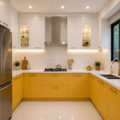 Modern Yellow And White Modular Kitchen Design