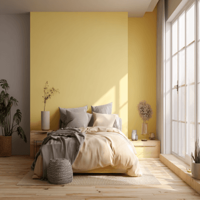 Modern Yellow Wall Paint Design for Bedrooms and Living Rooms