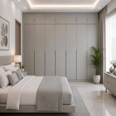 Pale Grey Themed Spacious Wardrobe Design With Contemporary Interiors