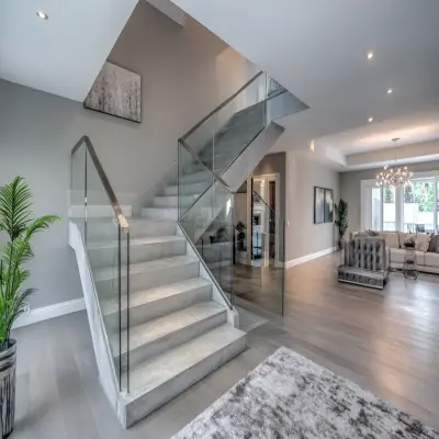 Sleek Concrete Modern U-Shaped Staircase Design